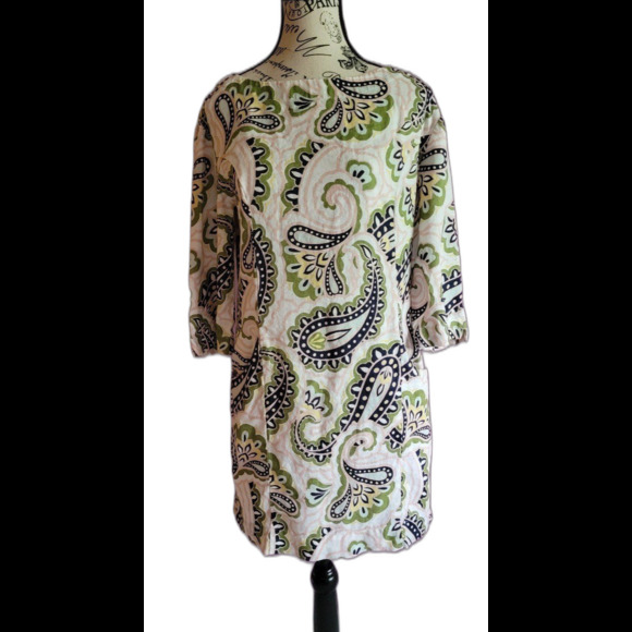 BODEN 100 % LINEN paisley casual resort mini pockets dress 2P - Picture 4 of 12